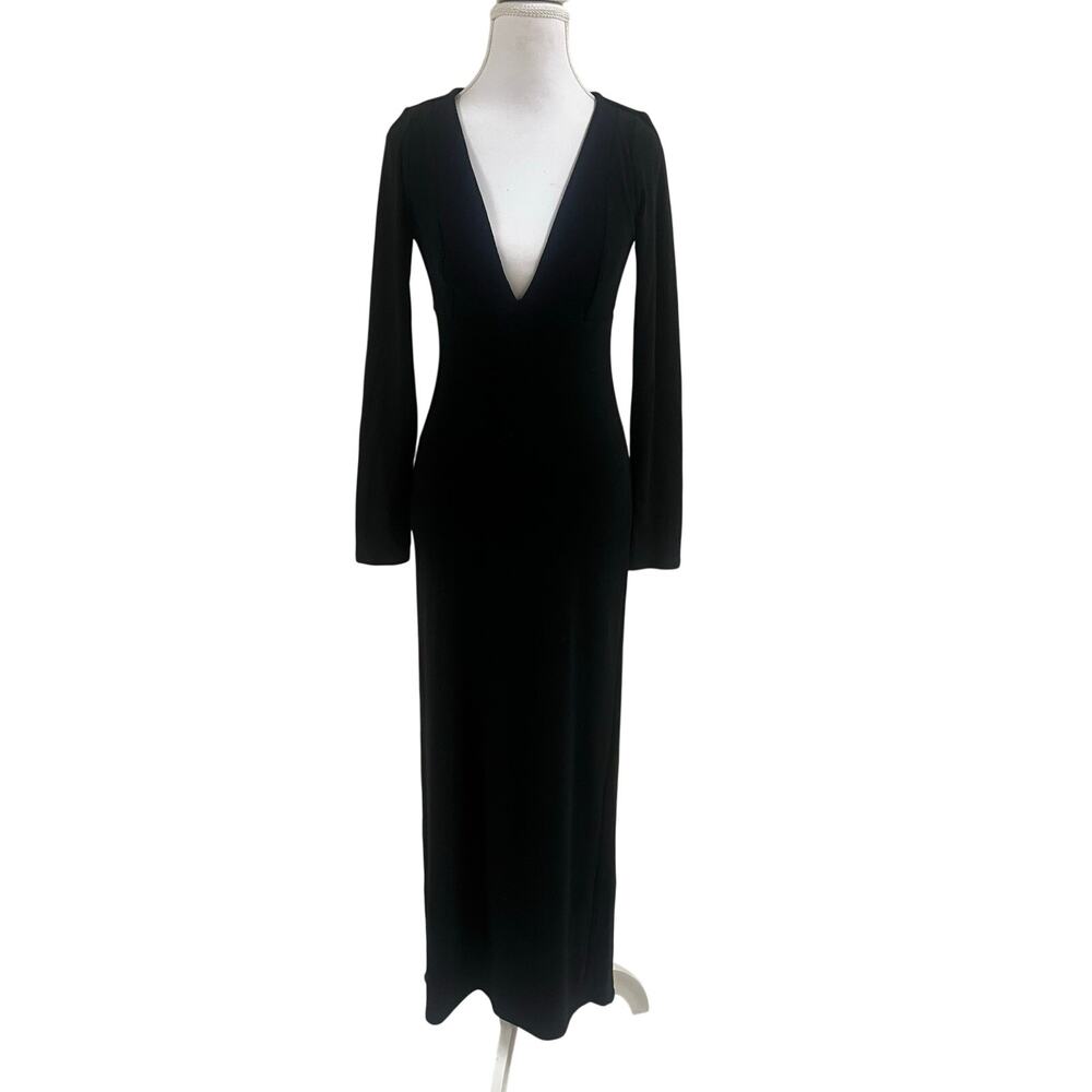 Wild Fable Black Long Sleeve Deep V-Neck Maxi Dress Women’s Small